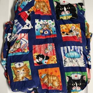 Nurse Cat Print Long Sleeve Scrub Jacket